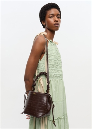 A6697 Ganni bou croco bucket bag Chocolate Fondant Ganni 